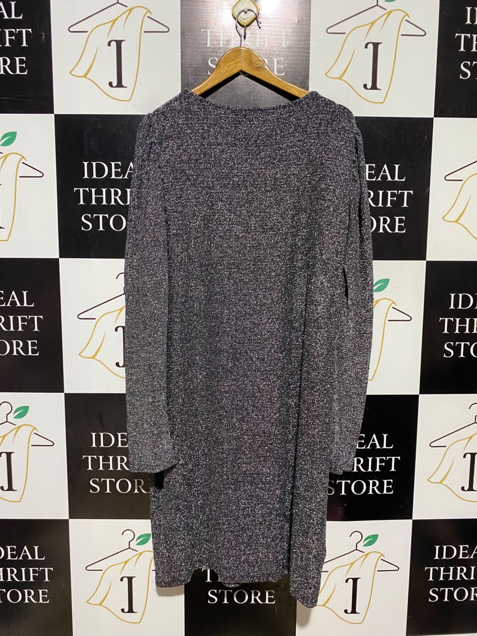 DOROTHY PERKINS |L| BUST 22| A15| WOMEN'S BLACK & SILVER METALLIC SHIMMER MINI DRESS
