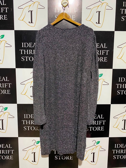 DOROTHY PERKINS |L| BUST 22| A15| WOMEN'S BLACK & SILVER METALLIC SHIMMER MINI DRESS