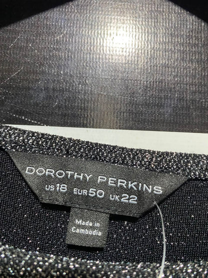 DOROTHY PERKINS |L| BUST 22| A15| WOMEN'S BLACK & SILVER METALLIC SHIMMER MINI DRESS