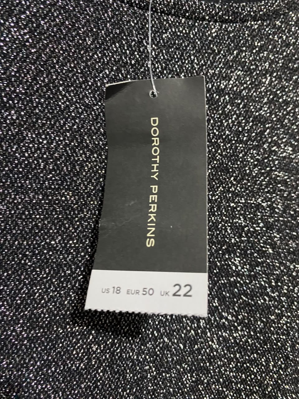 DOROTHY PERKINS |L| BUST 22| A15| WOMEN'S BLACK & SILVER METALLIC SHIMMER MINI DRESS