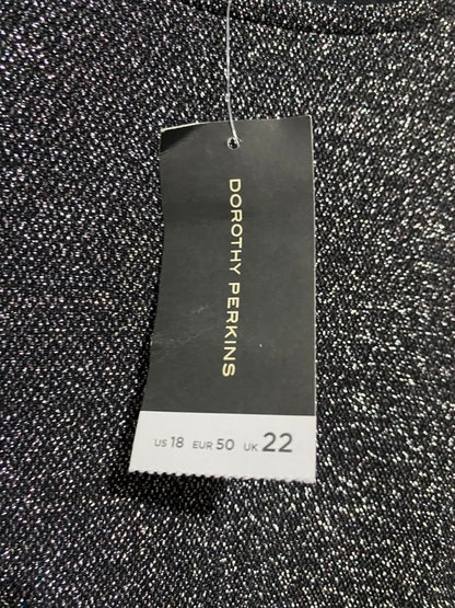 DOROTHY PERKINS |L| BUST 22| A15| WOMEN'S BLACK & SILVER METALLIC SHIMMER MINI DRESS