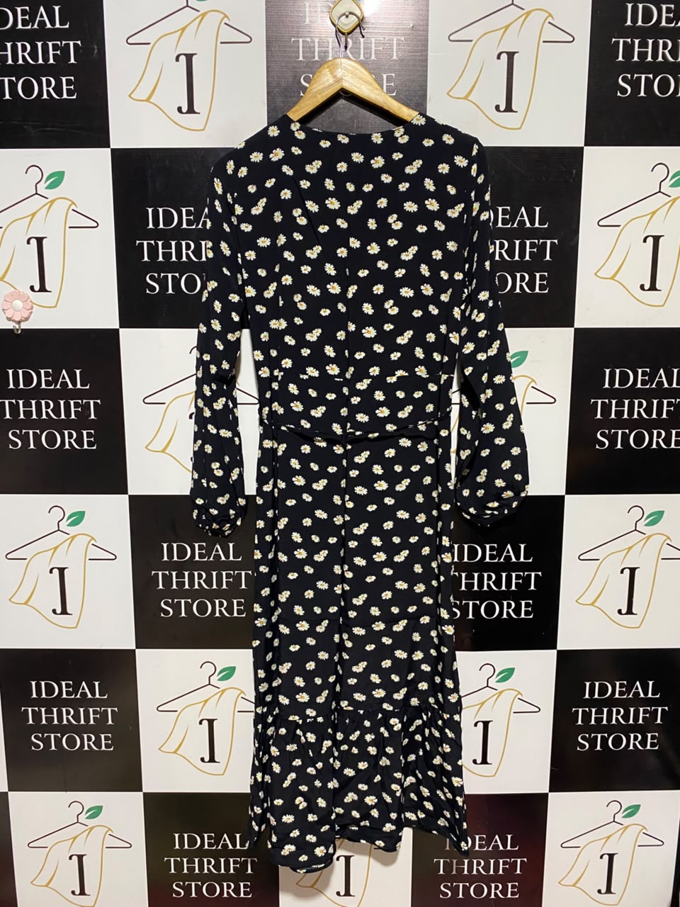 NEXT |L| BUST 19| A15| WOMEN'S BLACK DAISY FLORAL PRINT MAXI DRESS