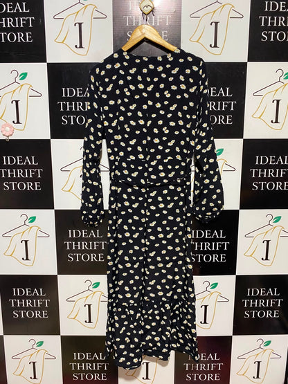 NEXT |L| BUST 19| A15| WOMEN'S BLACK DAISY FLORAL PRINT MAXI DRESS