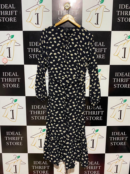 NEXT |L| BUST 19| A15| WOMEN'S BLACK DAISY FLORAL PRINT MAXI DRESS