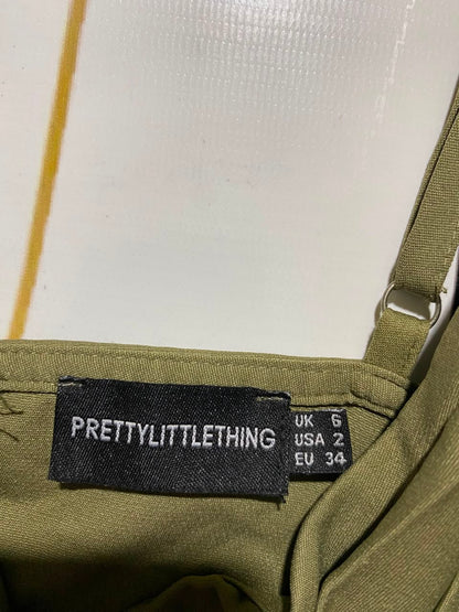 PRETTYLITTLE THING |S| BUST 15| A15| WOMEN'S OLIVE SAGE GREEN PLEATED CORSET CROP TOP