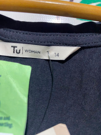 TU WOMAN |S| BUST 15| A15| WOMEN'S SOLID BLACK SCOOP NECK TANK TOP