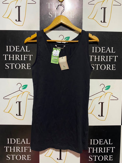 TU WOMAN |S| BUST 15| A15| WOMEN'S SOLID BLACK SCOOP NECK TANK TOP