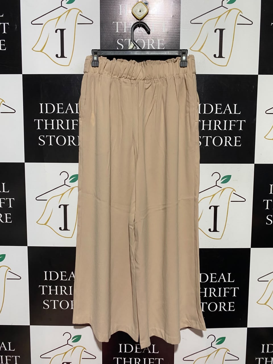 NEW LOOK |M| WAIST 28| A15| WOMEN'S SOLID BEIGE HIGH-WAIST WIDE-LEG TROUSERS