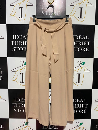 NEW LOOK |M| WAIST 28| A15| WOMEN'S SOLID BEIGE HIGH-WAIST WIDE-LEG TROUSERS