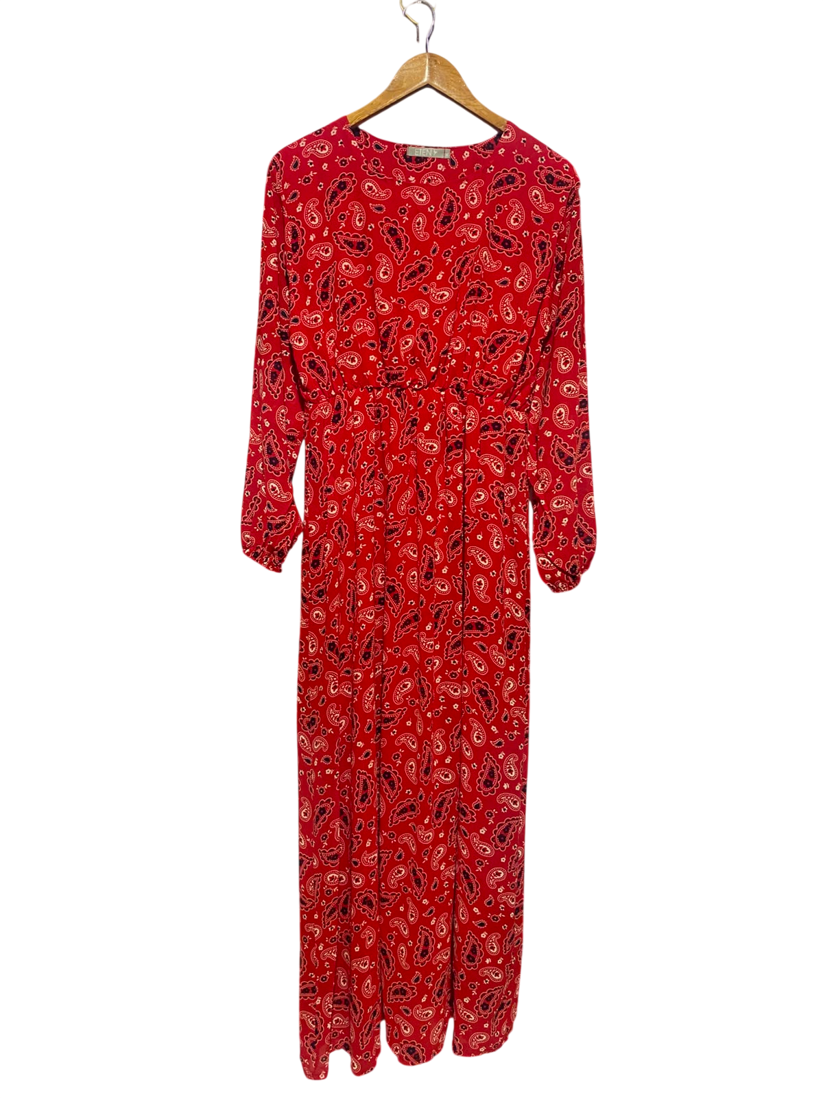 ETEN |XL| BUST 18| A16| WOMEN'S VIBRANT RED PAISLEY PRINT MAXI DRESS