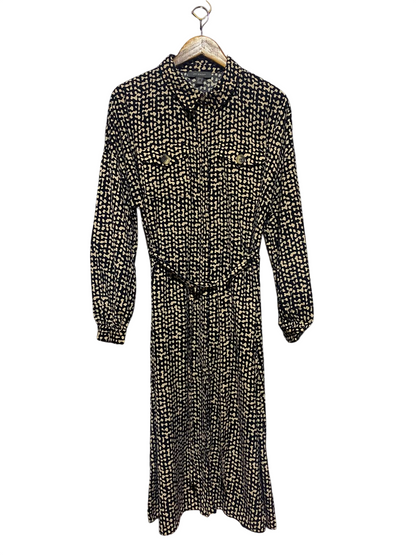 PRIMARK |L| BUST 21| A16| WOMEN'S MONOCHROME ABSTRACT PRINT UTILITY SHIRT DRESS