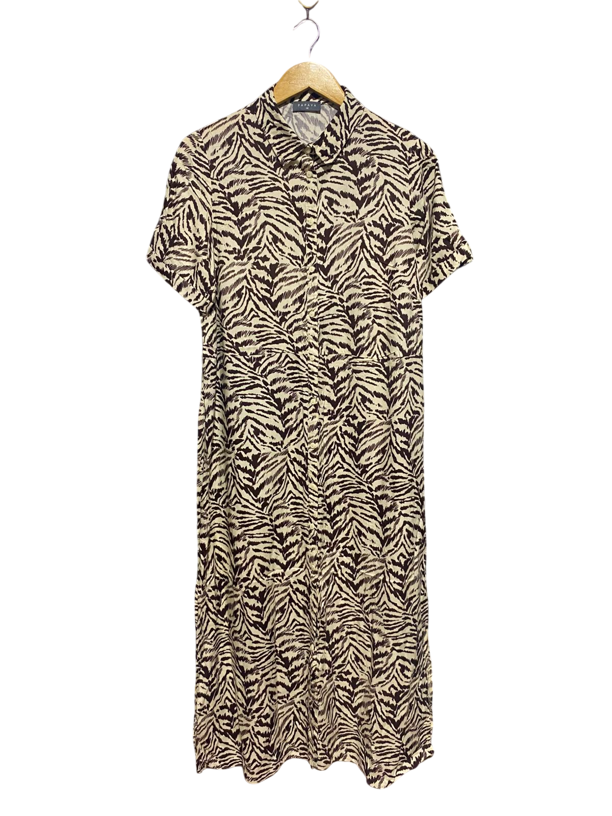 PAPAYA |L| BUST 20| A16| WOMEN'S ZEBRA PRINT BUTTON-DOWN SHIRT DRESS