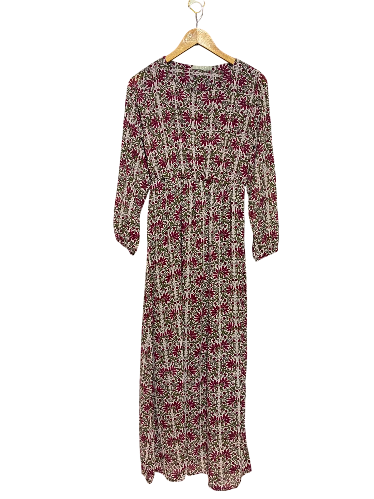 ETEN |L| BUST 18| A17| WOMEN'S ELEGANT FLORAL PRINT LONG-SLEEVE MAXI DRESS