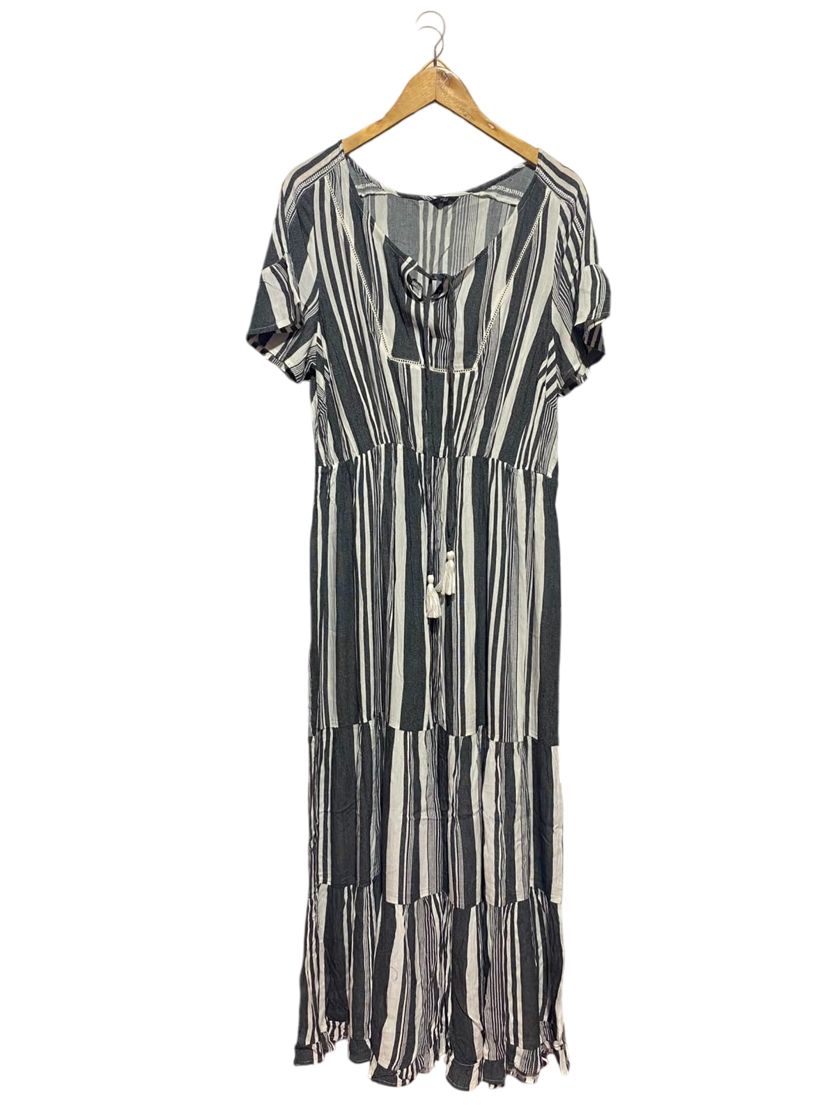 M&CO PLUS |M| BUST 18| A17| WOMEN'S CASUAL STRIPED TIERED MAXI DRESS