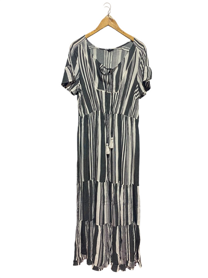 M&CO PLUS |M| BUST 18| A17| WOMEN'S CASUAL STRIPED TIERED MAXI DRESS