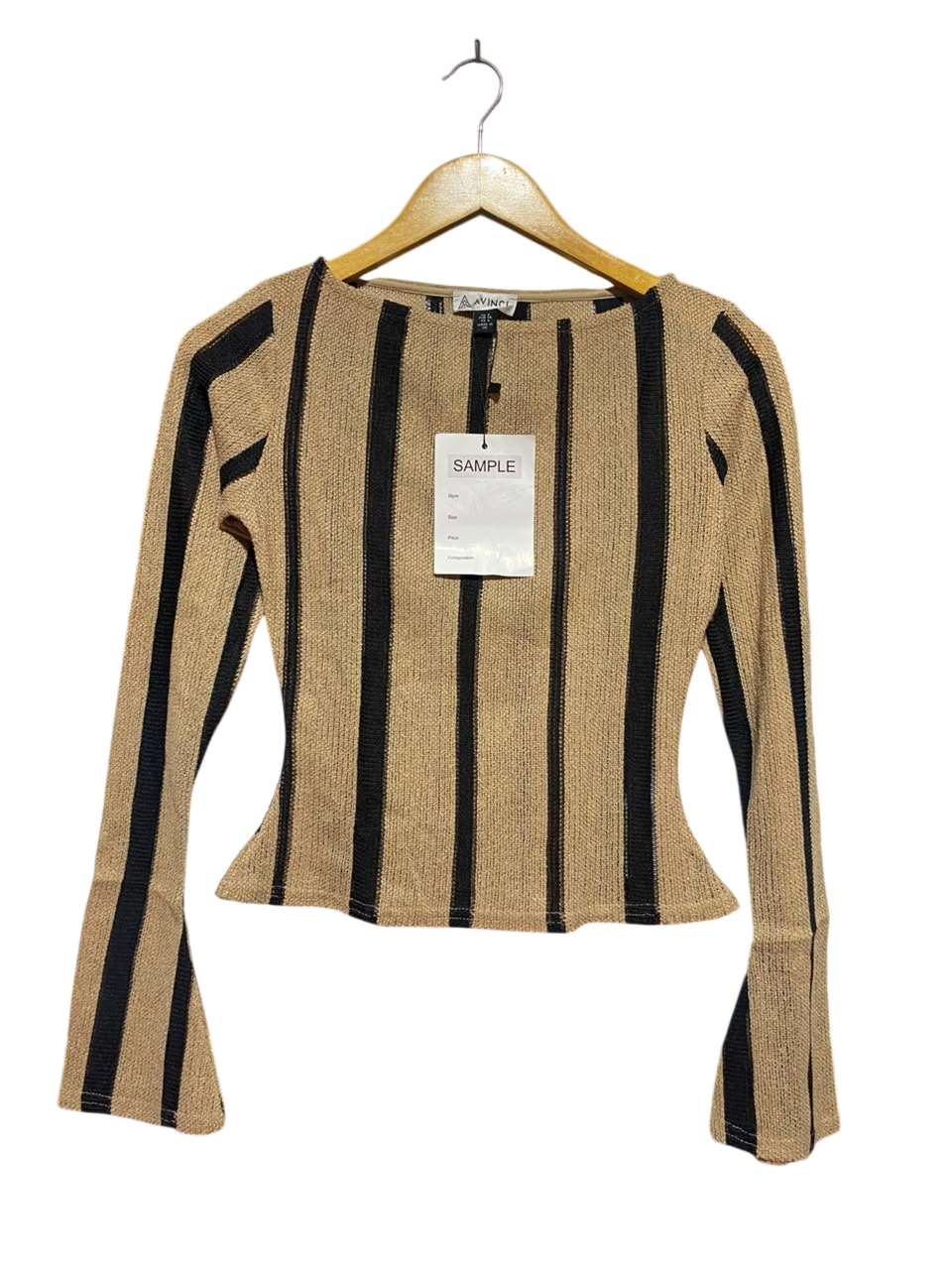 AVINCI |S| BUST 15| A17| WOMEN'S STRIPED LONG-SLEEVE FLARE-HEM TOP