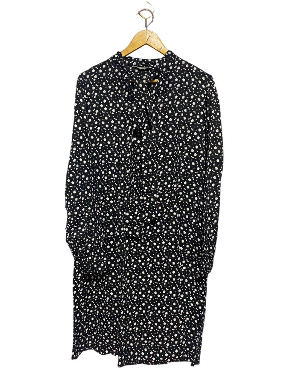 GEORGE |L| BUST 21| A17| WOMEN'S CLASSIC BLACK DITSY FLORAL TIE-NECK DRESS