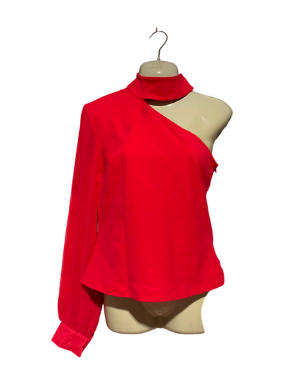 FOREVER UNIQUE |M| BUST 16| A17| WOMEN'S STRIKING RED ONE-SHOULDER CHOKER TOP
