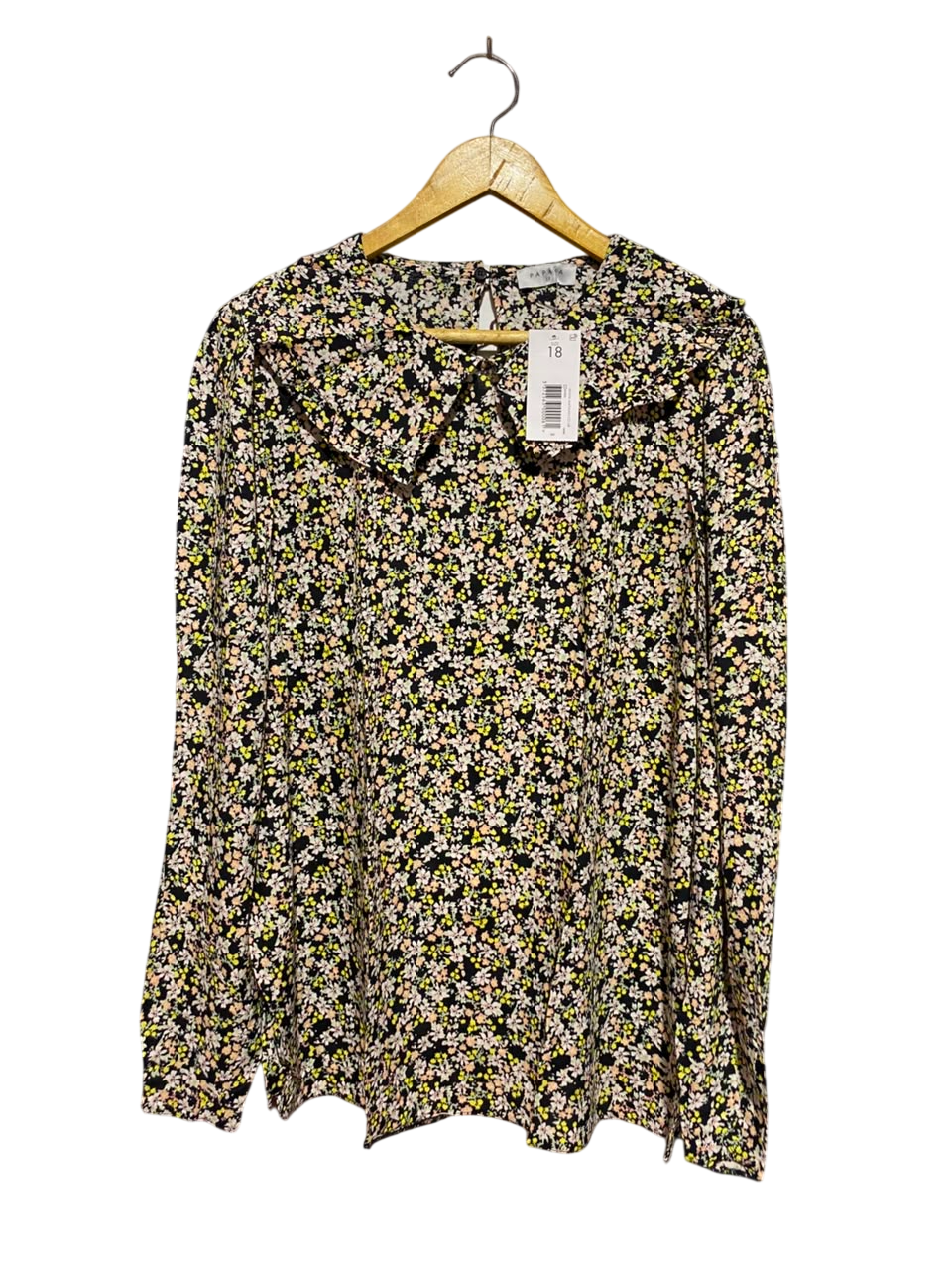 PAPAYA |L| BUST 23| A17| WOMEN'S VINTAGE-INSPIRED FLORAL PRINT COLLARED BLOUSE
