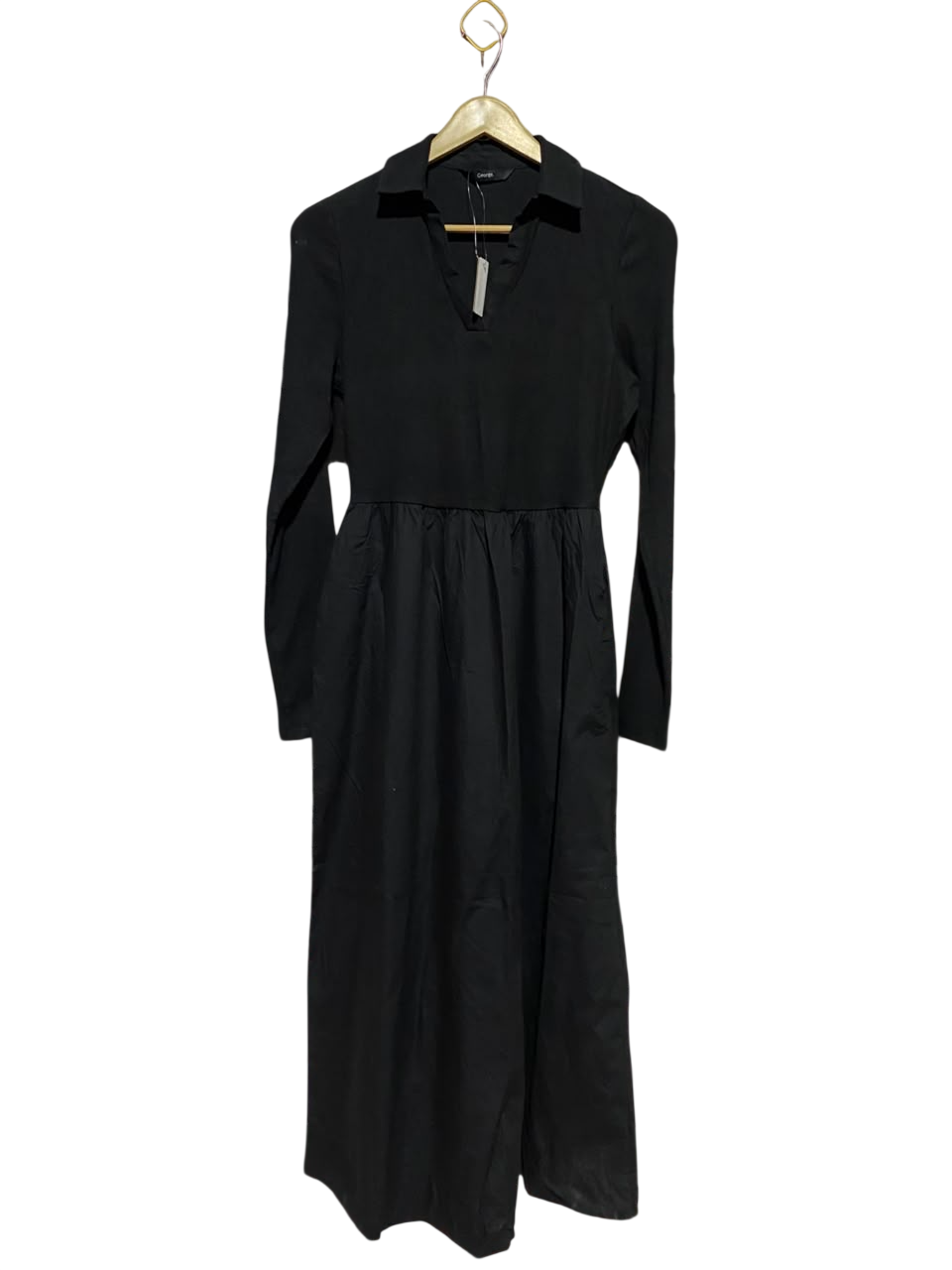 GEORGE |S| BUST 16| A17| WOMEN'S CLASSIC BLACK LONG-SLEEVE MAXI SHIRT DRESS