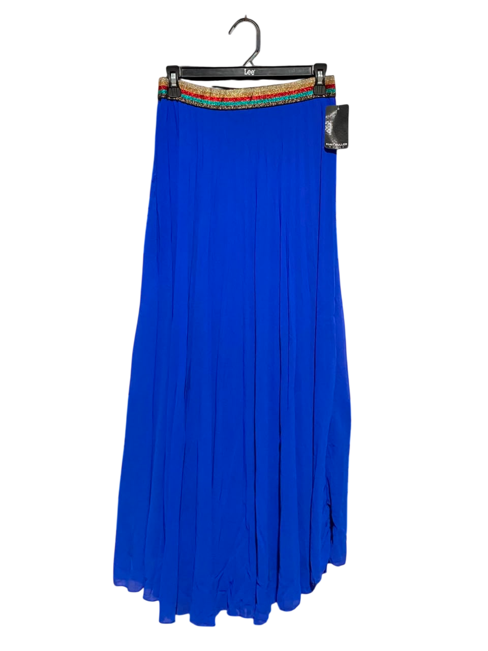 KURT MULLER |S| WAIST 26| A17| WOMEN'S VIBRANT ROYAL BLUE MAXI SKIRT WITH EMBELLISHED WAISTBAND
