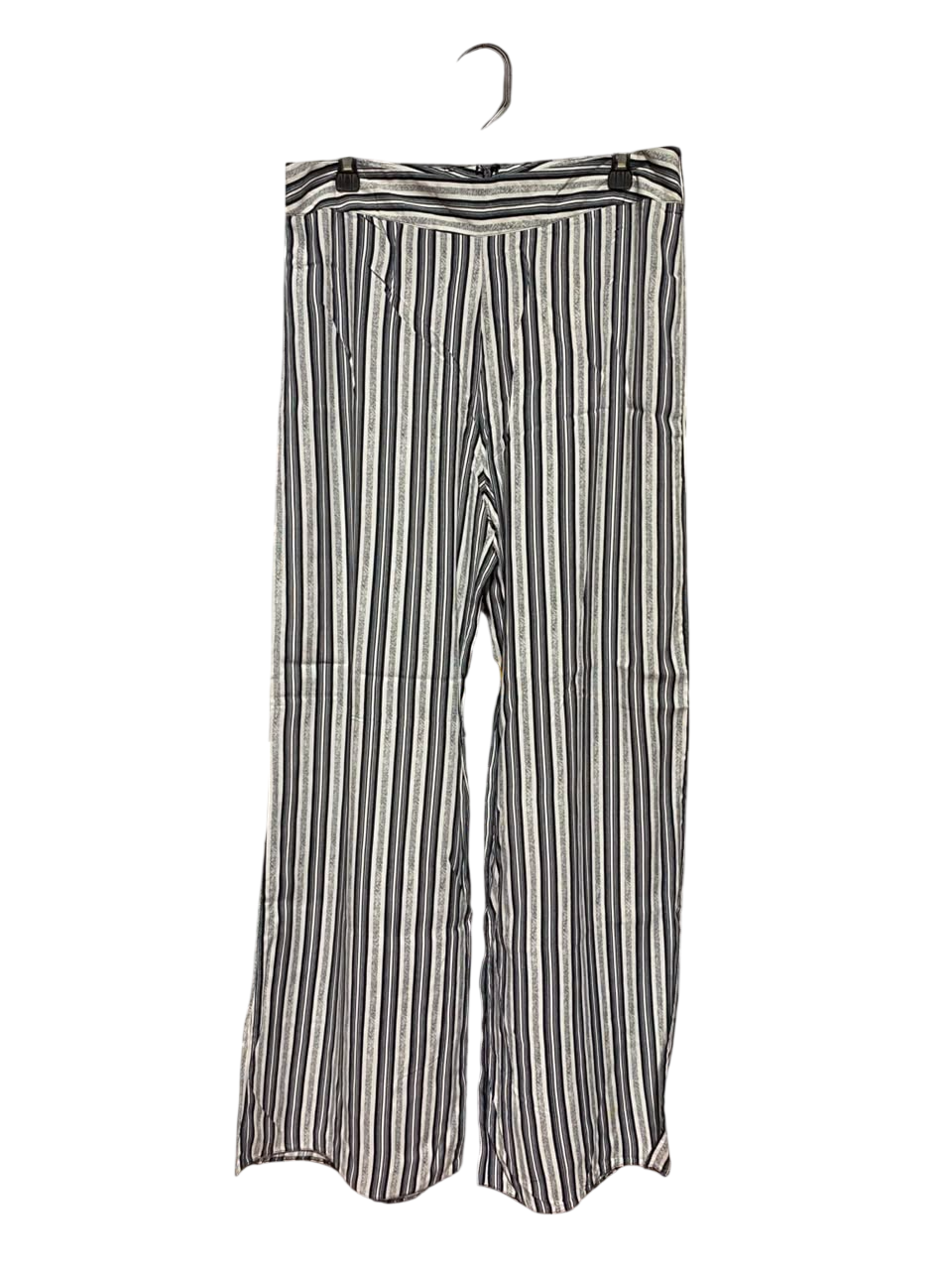 MISS SELFIDGE |L| WAIST 32| A17| WOMEN'S STYLISH BLACK AND WHITE STRIPED WIDE-LEG TROUSERS