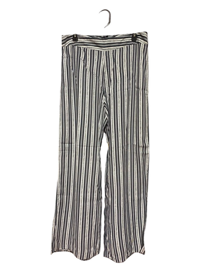 MISS SELFIDGE |L| WAIST 32| A17| WOMEN'S STYLISH BLACK AND WHITE STRIPED WIDE-LEG TROUSERS