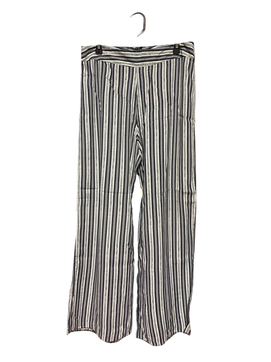 MISS SELFIDGE |L| WAIST 32| A17| WOMEN'S STYLISH BLACK AND WHITE STRIPED WIDE-LEG TROUSERS