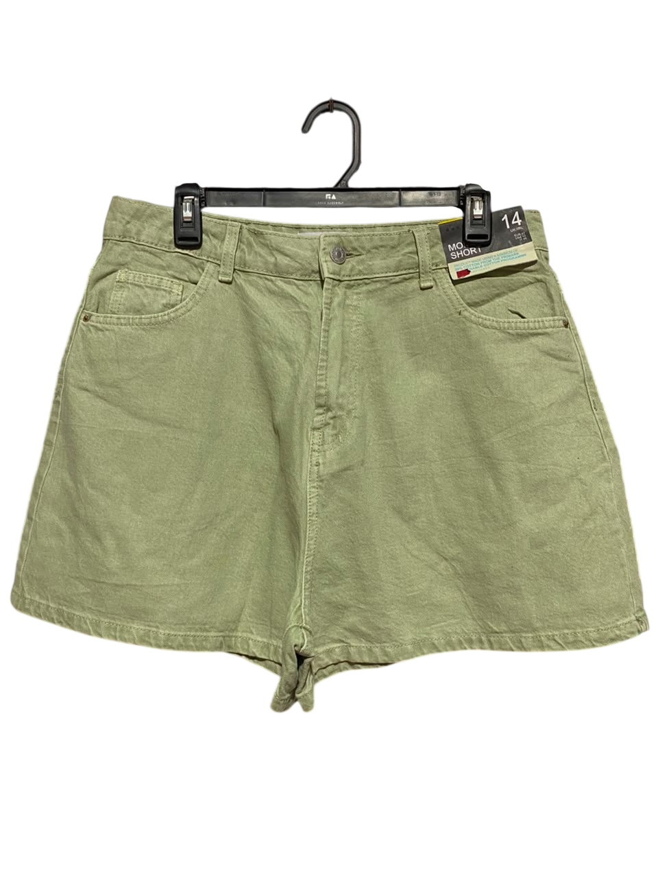 PRIMARK CARES |M| WAIST 30| A17| WOMEN'S SAGE GREEN HIGH-WAISTED MOM SHORTS