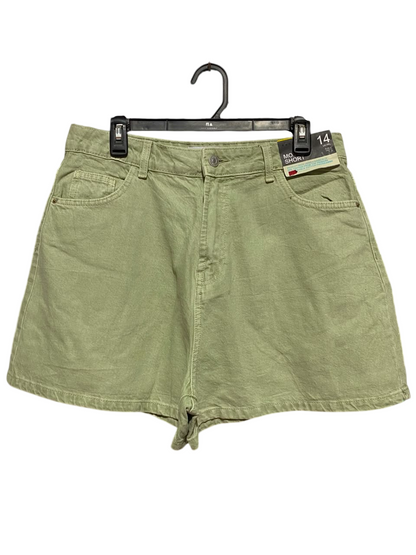 PRIMARK CARES |M| WAIST 30| A17| WOMEN'S SAGE GREEN HIGH-WAISTED MOM SHORTS