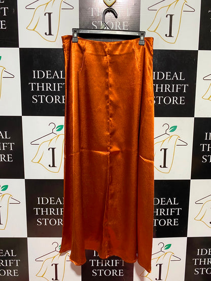 SHEIN |L| WAIST 31| A17| ELEGANT BURNT ORANGE SATIN SILK MAXI SKIRT FOR WOMEN