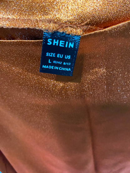 SHEIN |L| WAIST 31| A17| ELEGANT BURNT ORANGE SATIN SILK MAXI SKIRT FOR WOMEN