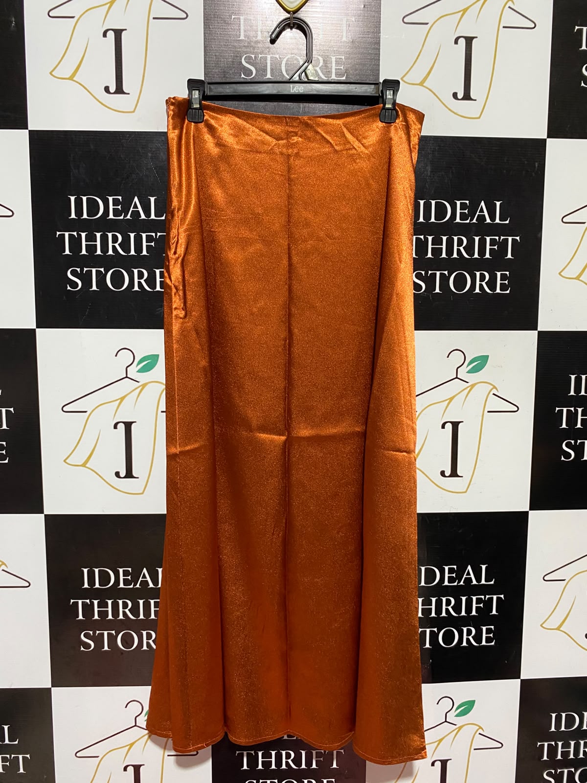 SHEIN |L| WAIST 31| A17| ELEGANT BURNT ORANGE SATIN SILK MAXI SKIRT FOR WOMEN