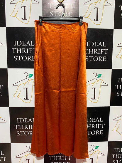 SHEIN |L| WAIST 31| A17| ELEGANT BURNT ORANGE SATIN SILK MAXI SKIRT FOR WOMEN