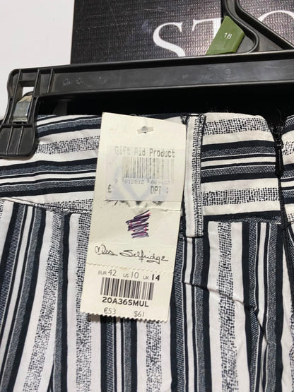 MISS SELFIDGE |L| WAIST 32| A17| WOMEN'S STYLISH BLACK AND WHITE STRIPED WIDE-LEG TROUSERS