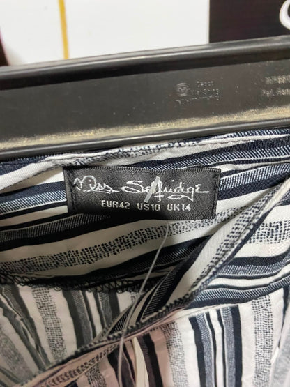 MISS SELFIDGE |L| WAIST 32| A17| WOMEN'S STYLISH BLACK AND WHITE STRIPED WIDE-LEG TROUSERS