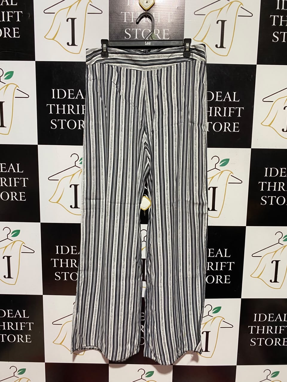 MISS SELFIDGE |L| WAIST 32| A17| WOMEN'S STYLISH BLACK AND WHITE STRIPED WIDE-LEG TROUSERS