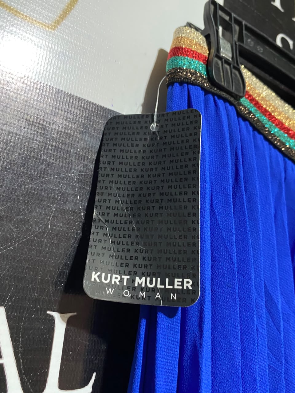 KURT MULLER |S| WAIST 26| A17| WOMEN'S VIBRANT ROYAL BLUE MAXI SKIRT WITH EMBELLISHED WAISTBAND