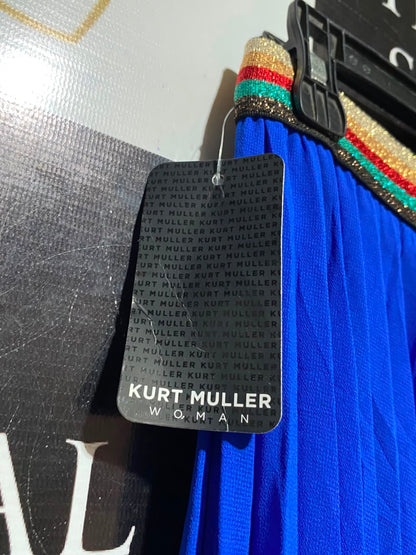 KURT MULLER |S| WAIST 26| A17| WOMEN'S VIBRANT ROYAL BLUE MAXI SKIRT WITH EMBELLISHED WAISTBAND