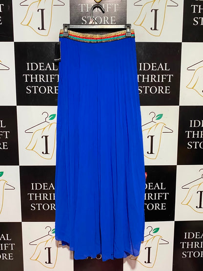 KURT MULLER |S| WAIST 26| A17| WOMEN'S VIBRANT ROYAL BLUE MAXI SKIRT WITH EMBELLISHED WAISTBAND