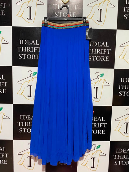KURT MULLER |S| WAIST 26| A17| WOMEN'S VIBRANT ROYAL BLUE MAXI SKIRT WITH EMBELLISHED WAISTBAND