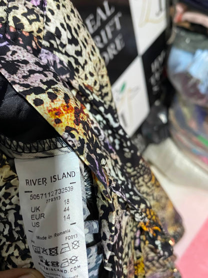 RIVER ISLAND |XL| WAIST 34| A17| WOMEN'S STYLISH ANIMAL PRINT RELAXED-FIT TROUSERS