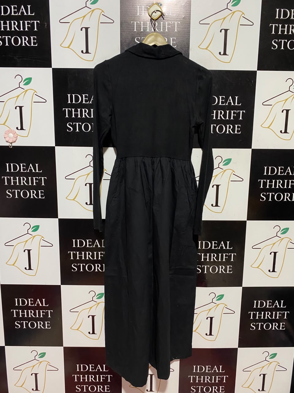 GEORGE |S| BUST 16| A17| WOMEN'S CLASSIC BLACK LONG-SLEEVE MAXI SHIRT DRESS