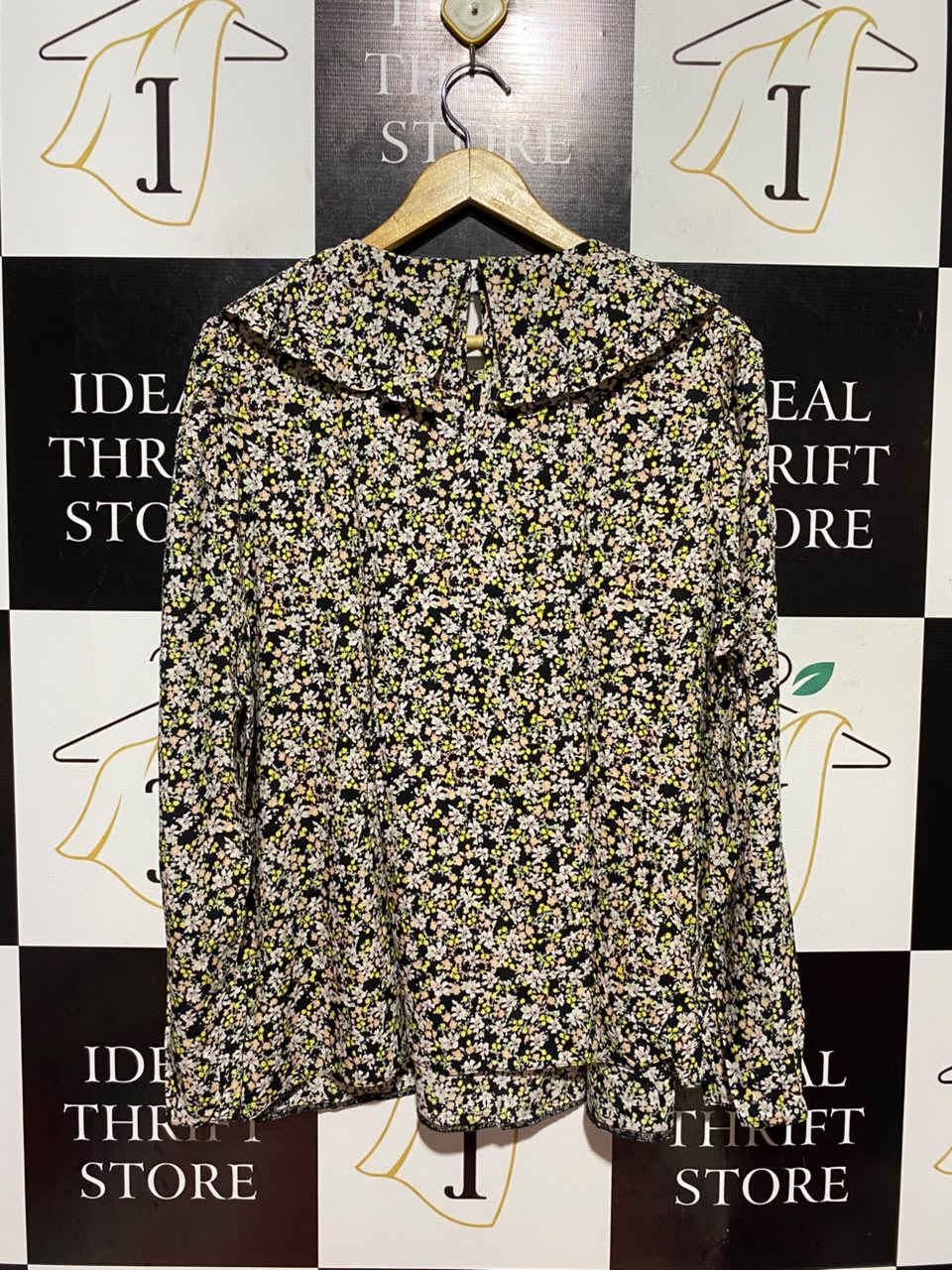 PAPAYA |L| BUST 23| A17| WOMEN'S VINTAGE-INSPIRED FLORAL PRINT COLLARED BLOUSE