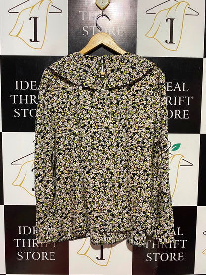PAPAYA |L| BUST 23| A17| WOMEN'S VINTAGE-INSPIRED FLORAL PRINT COLLARED BLOUSE