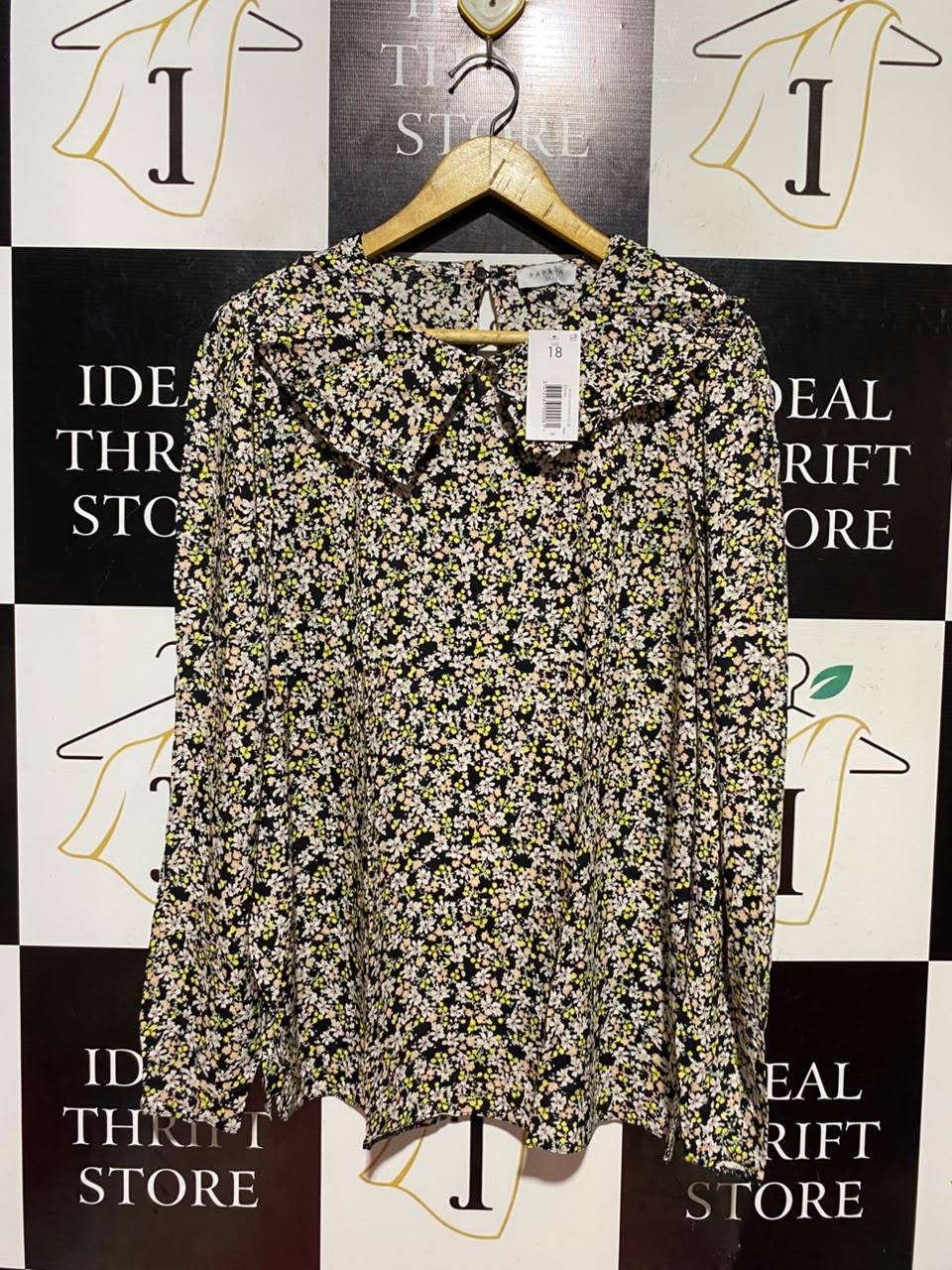 PAPAYA |L| BUST 23| A17| WOMEN'S VINTAGE-INSPIRED FLORAL PRINT COLLARED BLOUSE