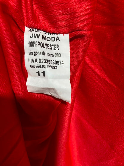 JW MODA |L| BUST 19| A17| WOMEN'S VIBRANT RED SLEEVELESS LAYERED CHIFFON DRESS