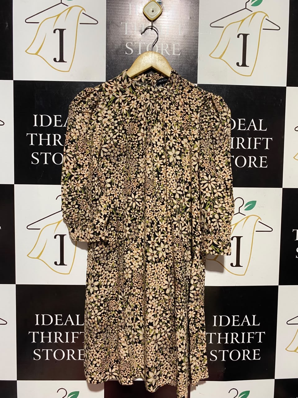 NEW LOOK |S| BUST 16| A17| WOMEN'S VINTAGE-STYLE FLORAL PRINT HIGH-NECK DRESS