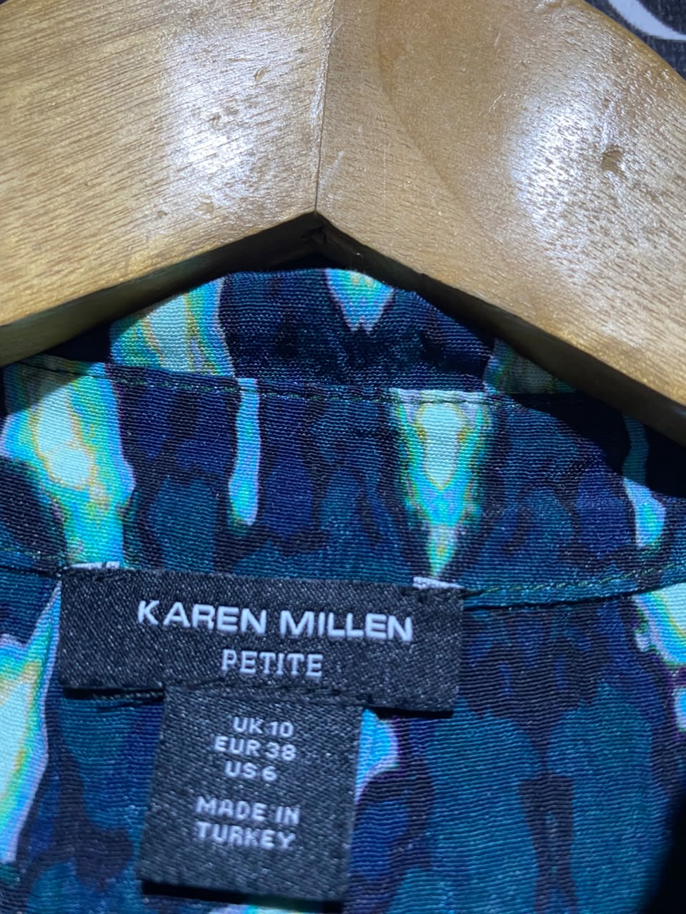 KAREN MILLEN |M| BUST FREE| A17| WOMEN'S STYLISH GREEN AND TEAL GEOMETRIC PRINT SHIRT DRESS