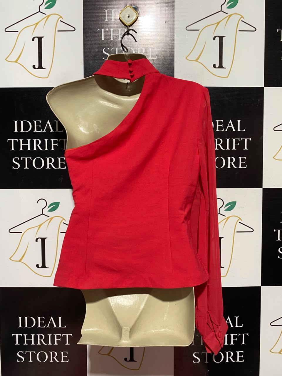 FOREVER UNIQUE |M| BUST 16| A17| WOMEN'S STRIKING RED ONE-SHOULDER CHOKER TOP